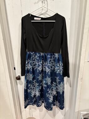 Moking Top Long Sleeve Casual Winter Snowflake Dress size large
